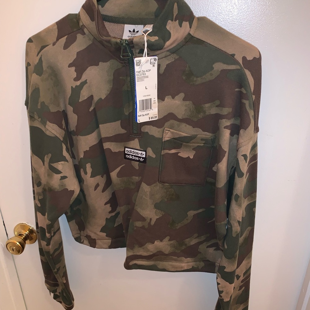 Women’s Adidas Camo Cropped Half Zip